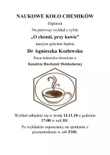 plakat O chemii przy kawie
